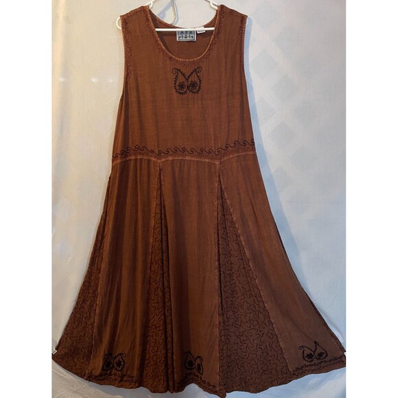 VTG M.P.H 90s Boho Hippie Embroidered Whimsical Festive Maxi Dress 1X  Flaws - Picture 1 of 11